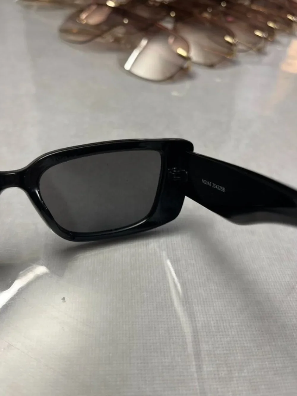 AIRE Novae Rectangular Sunglasses Black Frame Smoke Lens Slim